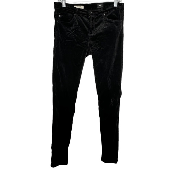AG The Legging Super Skinny Black Velvet Pants - Picture 1 of 8